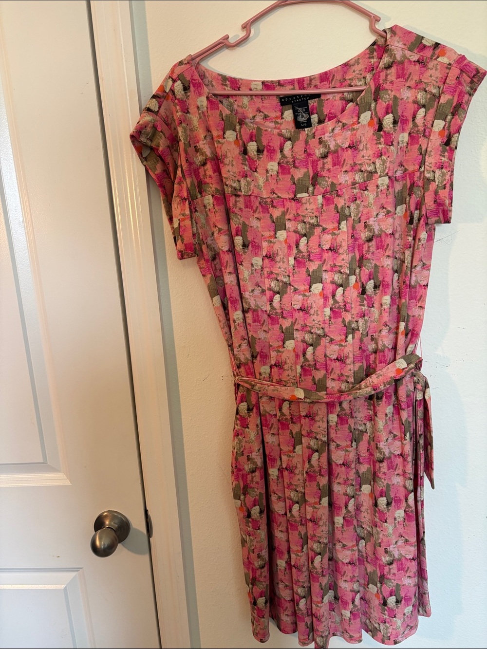 Apostrophe Pink Floral Printed Belted Dress